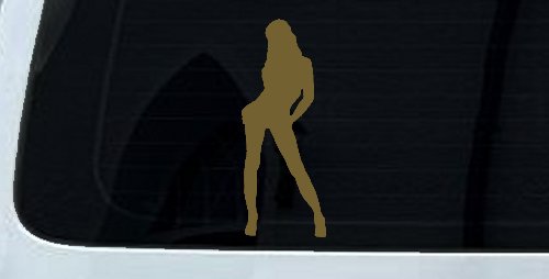 Sexy Girl Car or Truck Window Decal Sticker (Gold)