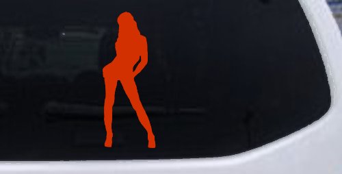 Sexy Girl Car or Truck Window Decal Sticker (Orange Red)