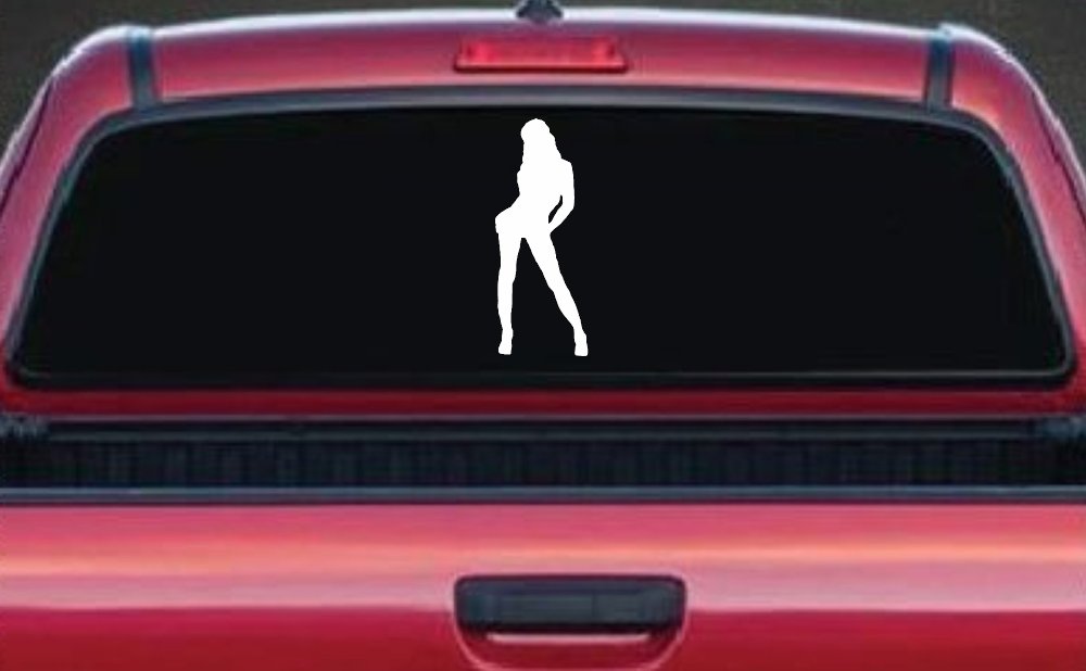 Sexy Girl Car or Truck Window Decal Sticker (White)