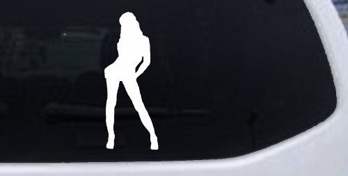 Sexy Girl Car or Truck Window Decal Sticker (White)