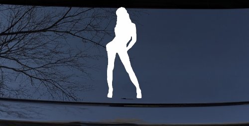 Sexy Girl Car or Truck Window Decal Sticker (White)
