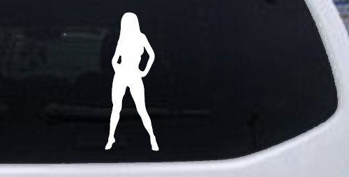 Sexy Girl Car or Truck Window Decal Sticker (White)