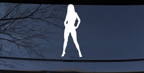 Sexy Girl Car or Truck Window Decal Sticker (White)