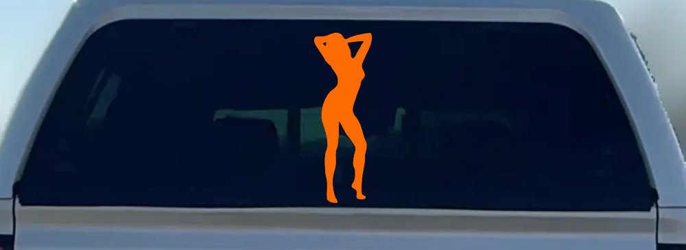 Sexy Girl Decal for Car Truck Window Vinyl Sticker Fun Auto Decor (Orange)