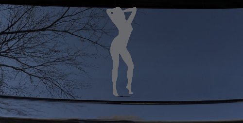 Sexy Girl Decal for Car Truck Window Vinyl Sticker Fun Auto Decor (Silver)