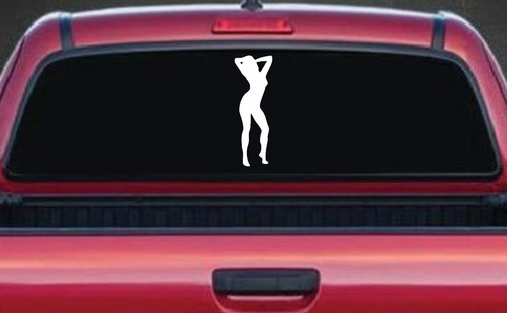 Sexy Girl Car or Truck Window Decal Sticker (White)
