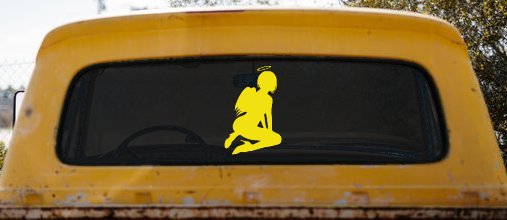 Sexy Angel Car or Truck Window Decal Sticker (Yellow)