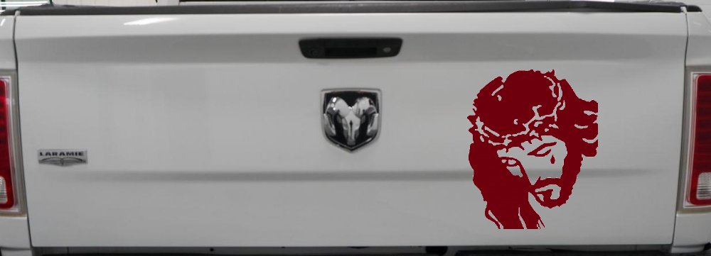 Jesus with tear Christian Car or Truck Window Decal Sticker (Burgundy)