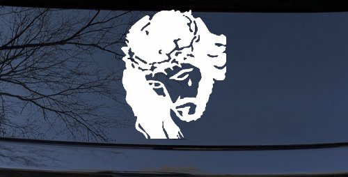Jesus with tear Christian Car or Truck Window Decal Sticker (White)