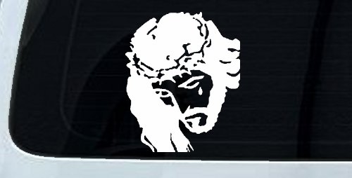 Jesus with tear Christian Car or Truck Window Vinyl Decal Sticker (White)