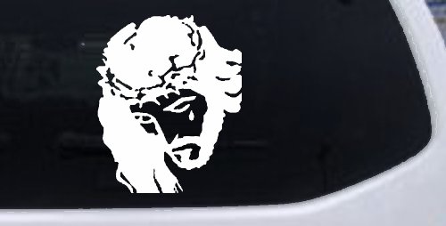 Jesus with tear Christian Car or Truck Window Vinyl Decal Sticker (White)