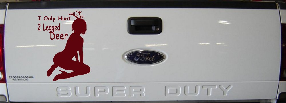 Funny 2 Legged Deer Hunter Decal for Car Truck Window Sticker (Purple Red)