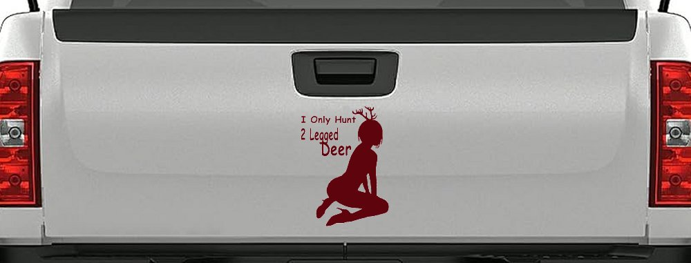 I Only Hunt 2 Legged Deer Car or Truck Window Decal Sticker (Purple Red)