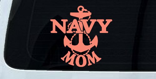 Navy Mom Military Car or Truck Window Decal Sticker (Coral)