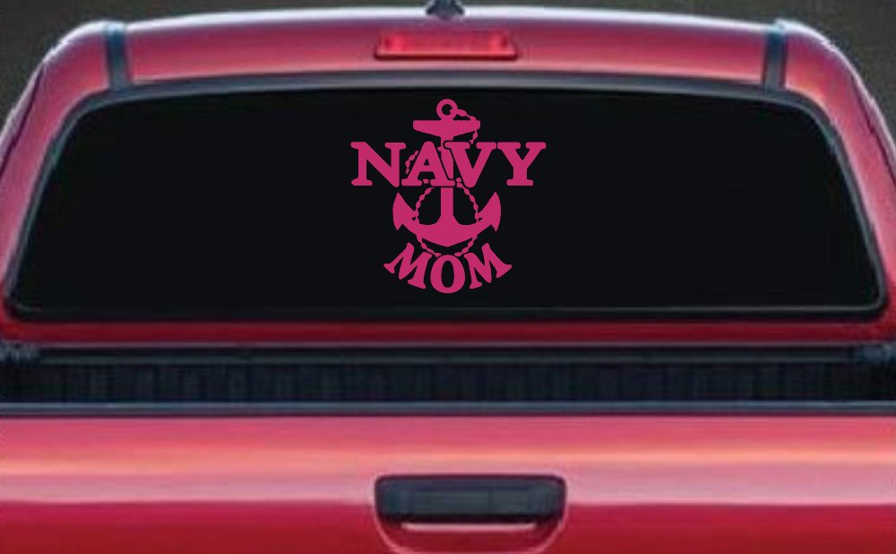 Navy Mom Military Car or Truck Window Decal Sticker (Hot Pink)