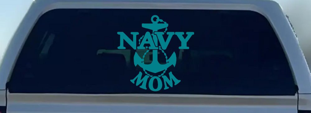 Navy Mom Military Car or Truck Window Decal Sticker (Turquoise Blue)