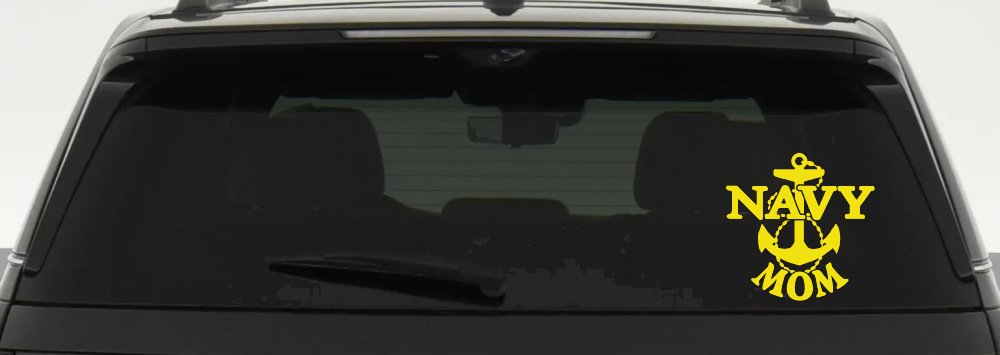 Navy Mom Military Car or Truck Window Decal Sticker (Yellow)