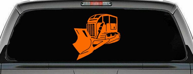 Rome Plow Bulldozer Military Car or Truck Window Decal Sticker (Orange)