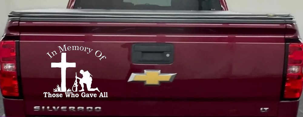 In Memory Of Those Who Gave All Soldier at Cross Military Car or Truck Window Decal Sticker