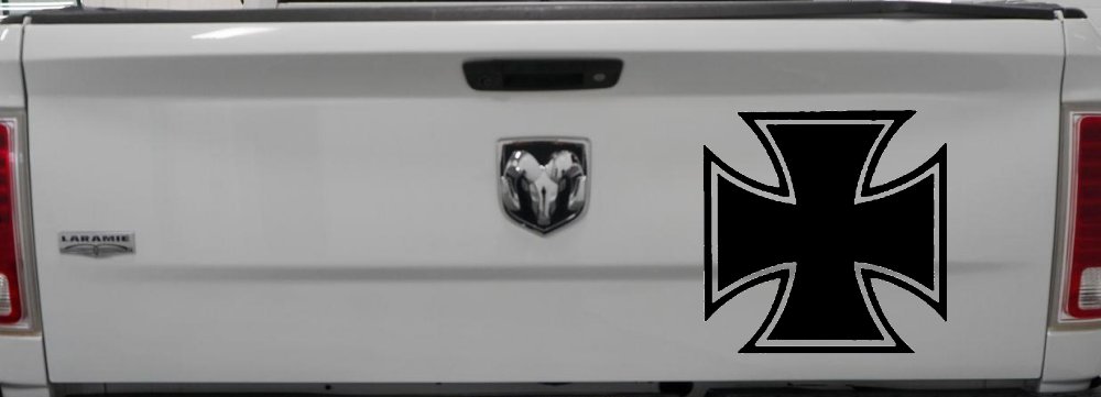 Maltese Biker Cross Car or Truck Window Decal Sticker (Black)
