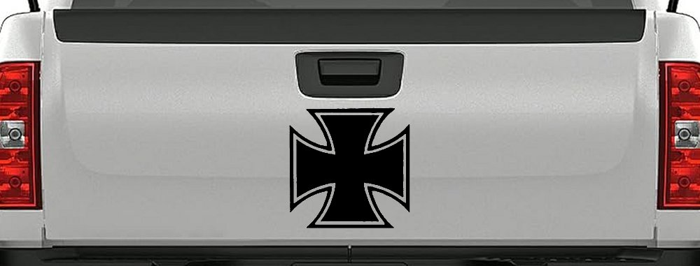 Maltese Biker Cross Car or Truck Window Decal Sticker (Black)