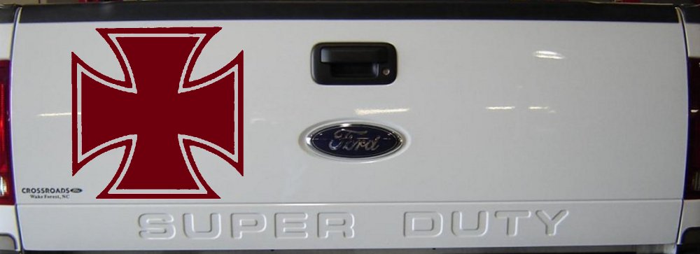 Maltese Biker Cross Car or Truck Window Decal Sticker (Burgundy)