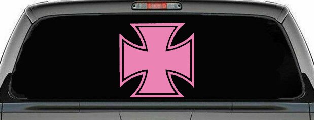 Maltese Biker Cross Car or Truck Window Decal Sticker