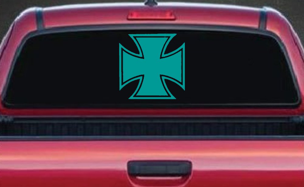 Maltese Biker Cross Car or Truck Window Decal Sticker