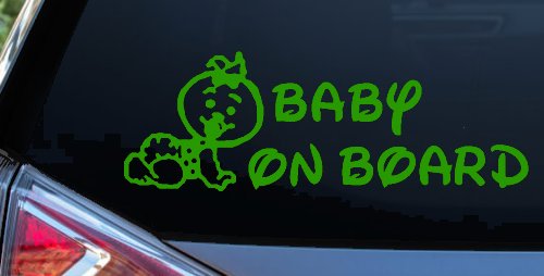 Baby On Board Car or Truck Window Decal Sticker (Lime)