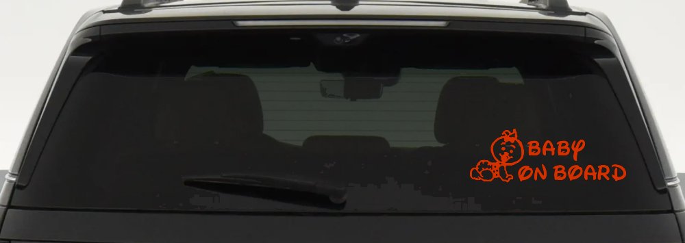Baby On Board Car or Truck Window Decal Sticker (Orange Red)