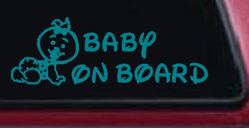 Baby On Board Car or Truck Window Decal Sticker (Turquoise Blue)