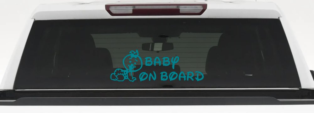 Baby On Board Car Truck Window Vinyl Decal Sticker - Safety First for Families (Turquoise Blue)