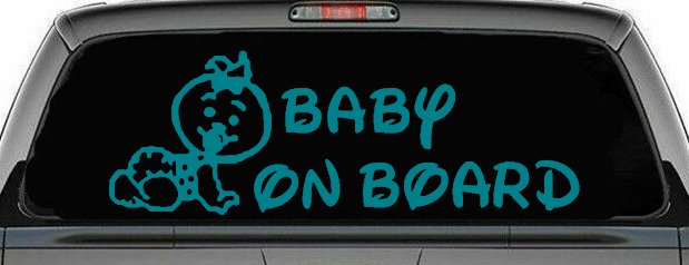 Baby On Board Car or Truck Window Decal Sticker (Turquoise Blue)