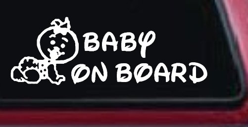 Baby On Board Car or Truck Window Decal Sticker (White)