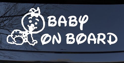 Baby On Board Car or Truck Window Decal Sticker (White)