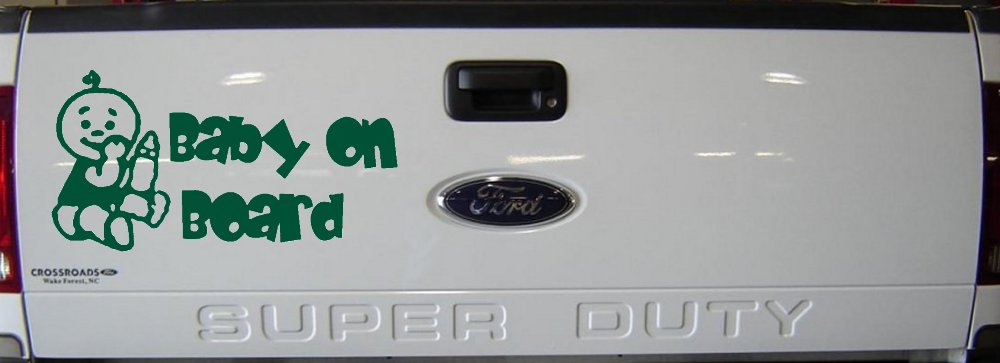 Baby On Board (Boy) Car or Truck Window Decal Sticker (Dark Green)