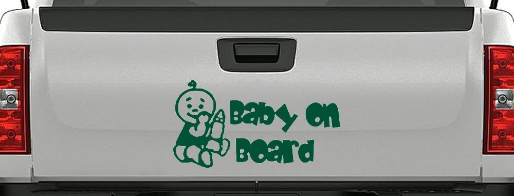 Baby On Board (Boy) Car or Truck Window Decal Sticker (Dark Green)
