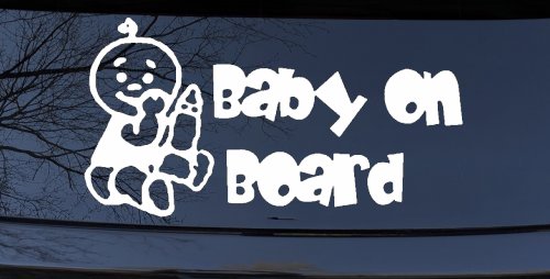 Baby On Board (Boy) Car or Truck Window Decal Sticker (White)