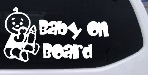 Baby On Board (Boy) Car or Truck Window Decal Sticker (White)