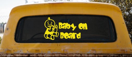 Baby On Board (Boy) Car or Truck Window Decal Sticker (Yellow)