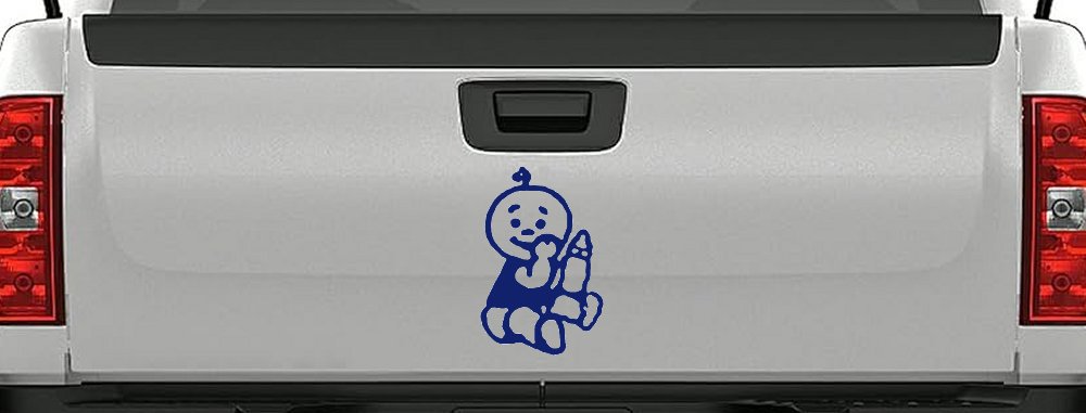 Baby With Bottle Car or Truck Window Decal Sticker (Navy)