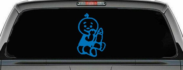 Baby with Bottle Car Truck Window Decal Sticker Vinyl Decor (Sky Blue)