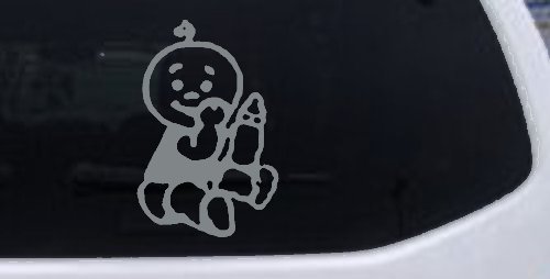 Baby With Bottle Car or Truck Window Decal Sticker (Telegrey)