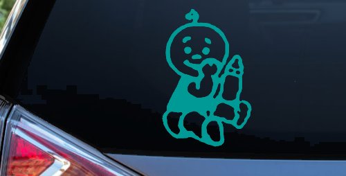 Baby With Bottle Car or Truck Window Decal Sticker (Turquoise)