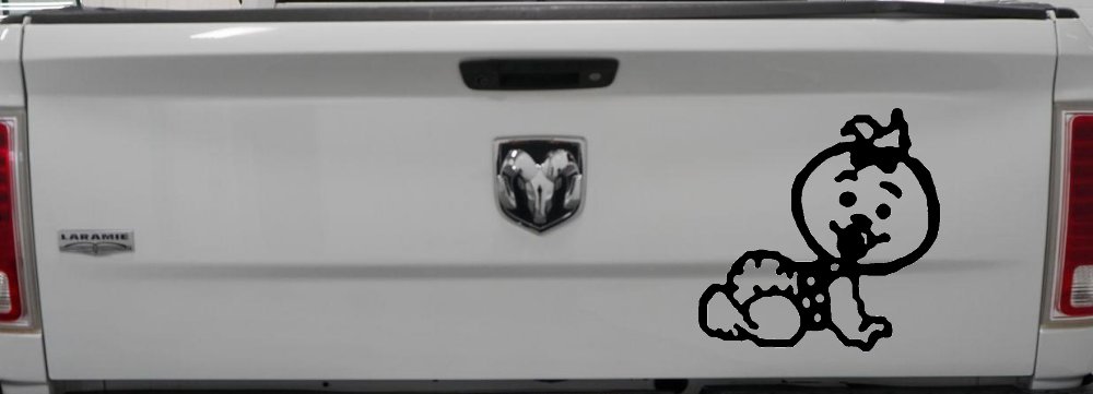 Baby Girl Crawling Car or Truck Window Decal Sticker (Black)
