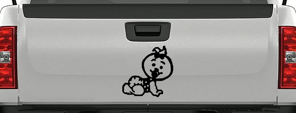 Baby Girl Crawling Car or Truck Window Decal Sticker (Black)