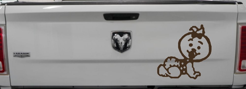 Baby Girl Crawling Car or Truck Window Decal Sticker (Brown)