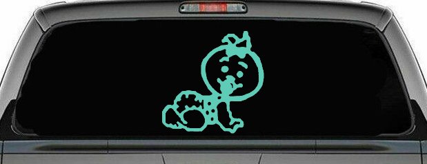 Baby Girl Crawling Car or Truck Window Decal Sticker (Mint)