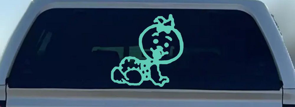 Baby Girl Crawling Car or Truck Window Decal Sticker (Mint)