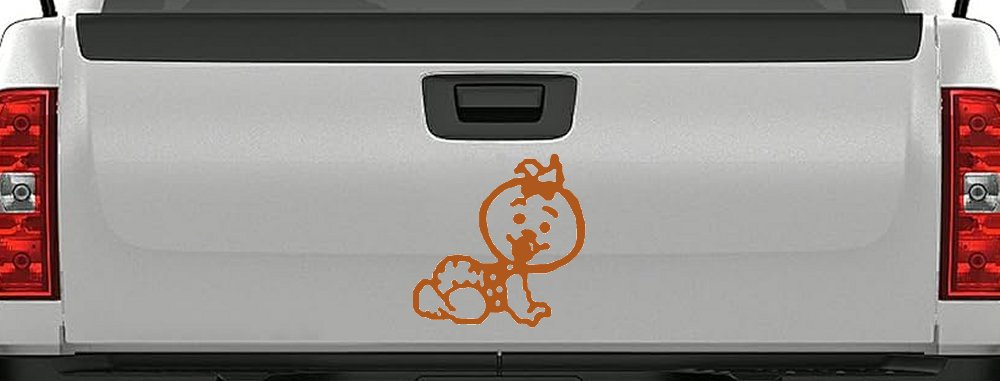 Baby Girl Crawling Decal for Car or Truck Window - Cute Vinyl Sticker (Nut Brown)